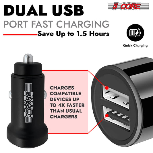 5Core Car Charger USB Type C Adapter 24W Fast Charging Anker Outlet